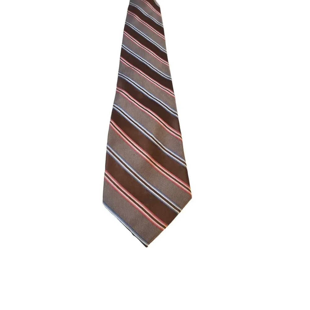 Liz Clairborne Mens Colorful Striped‎ Brown Pattern Silk Business Necktie